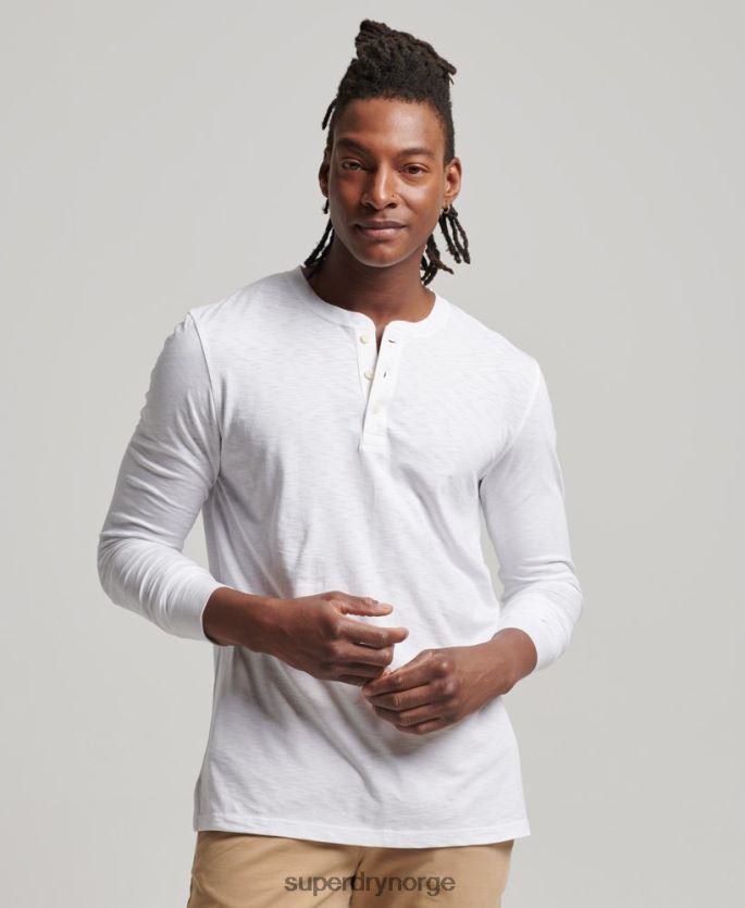 Superdry hvit klær 86P46D1498 langermet jersey henley topp menn