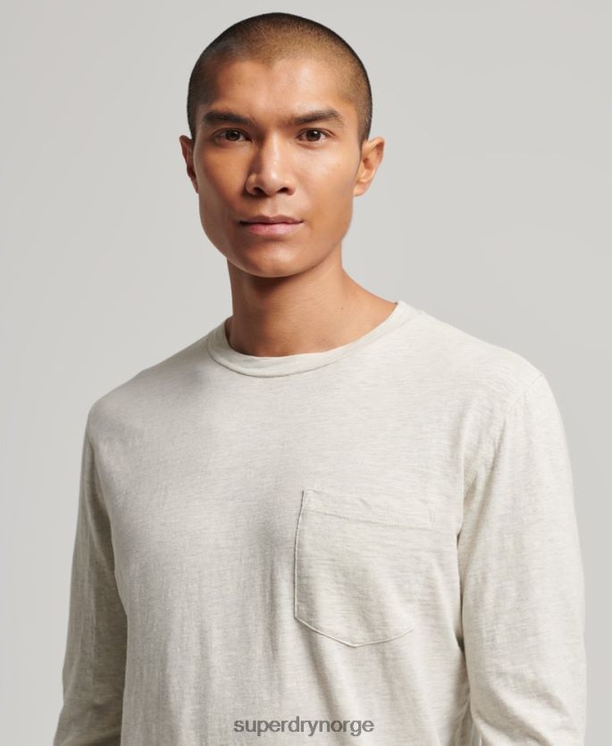 Superdry hvit klær 86P46D1516 langermet slub jersey topp menn