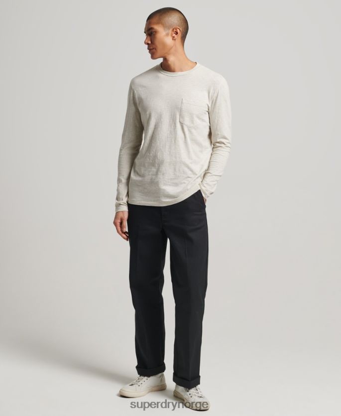 Superdry hvit klær 86P46D1516 langermet slub jersey topp menn