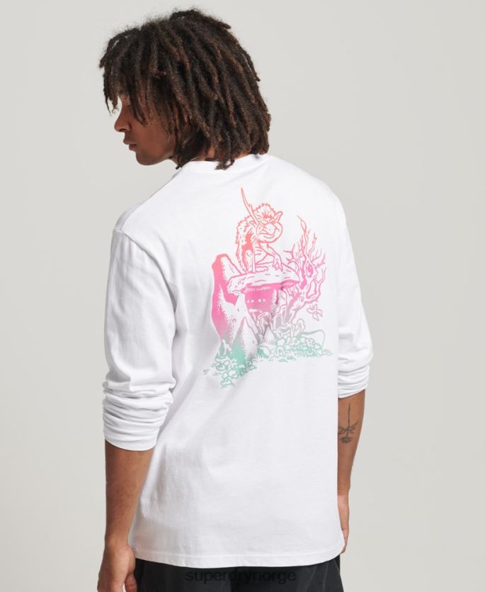 Superdry hvit klær 86P46D1537 inn i skogen langermet topp menn