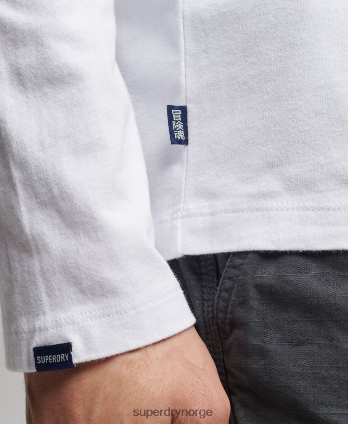 Superdry hvit klær 86P46D1539 vintage logobrodert topp i økologisk bomull menn