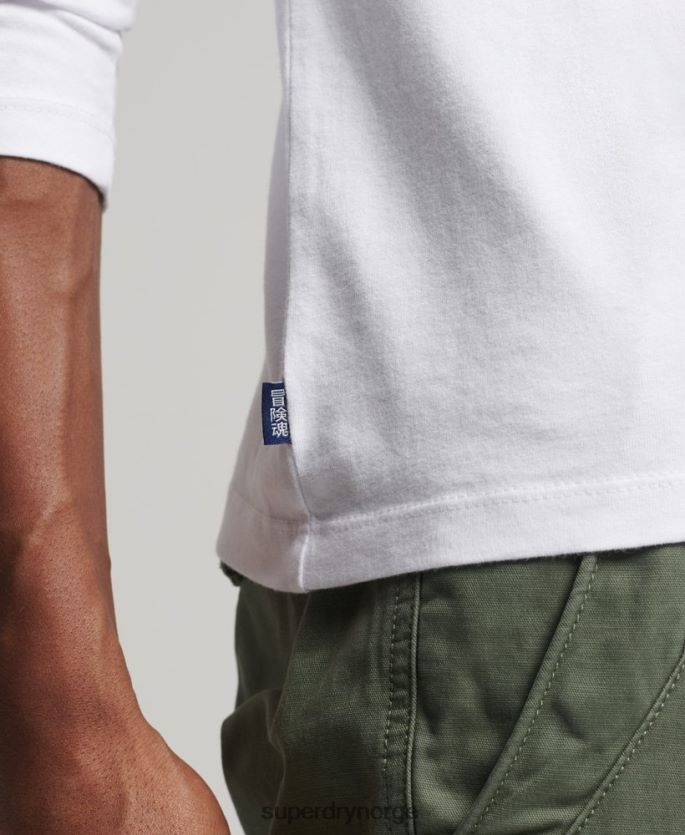 Superdry hvit klær 86P46D1544 vintage brodert topp i økologisk bomull menn