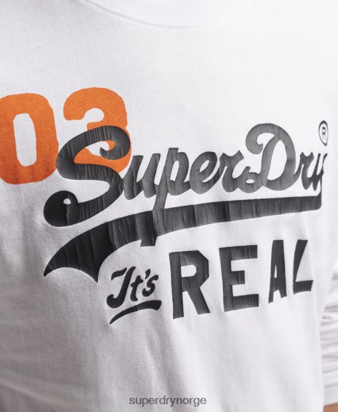 Superdry hvit klær 86P46D1552 vintage logo amerikansk klassisk topp menn