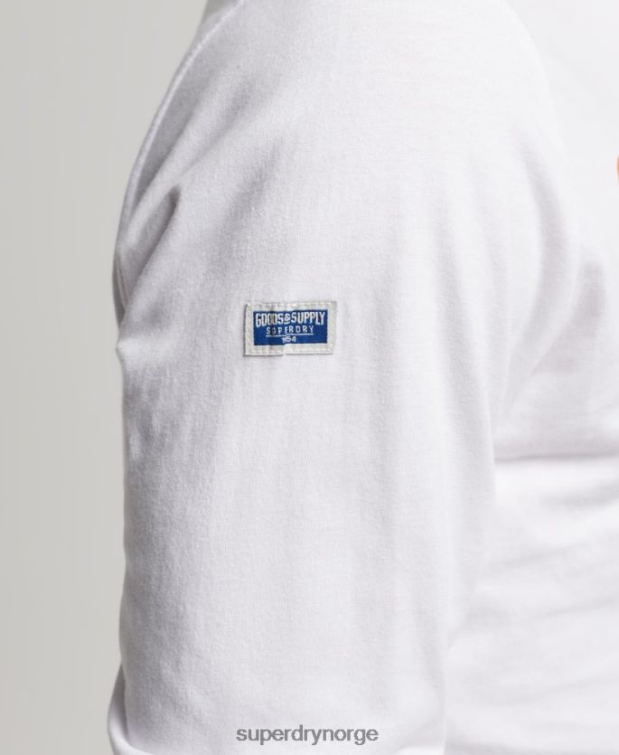 Superdry hvit klær 86P46D1552 vintage logo amerikansk klassisk topp menn