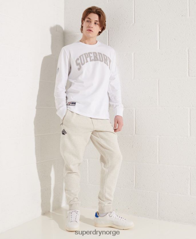 Superdry hvit klær 86P46D1581 varsity bue langermet topp menn