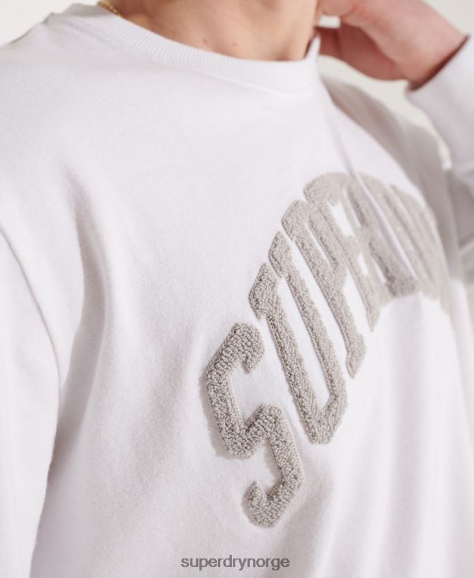 Superdry hvit klær 86P46D1581 varsity bue langermet topp menn