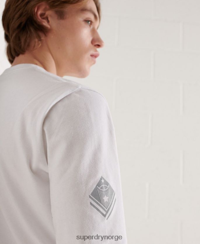 Superdry hvit klær 86P46D1581 varsity bue langermet topp menn