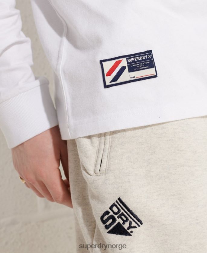 Superdry hvit klær 86P46D1581 varsity bue langermet topp menn