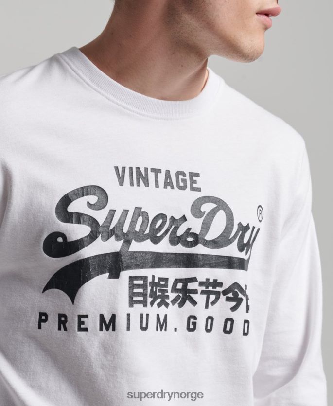 Superdry hvit klær 86P46D1590 vintage-logo med lang ermet topp menn
