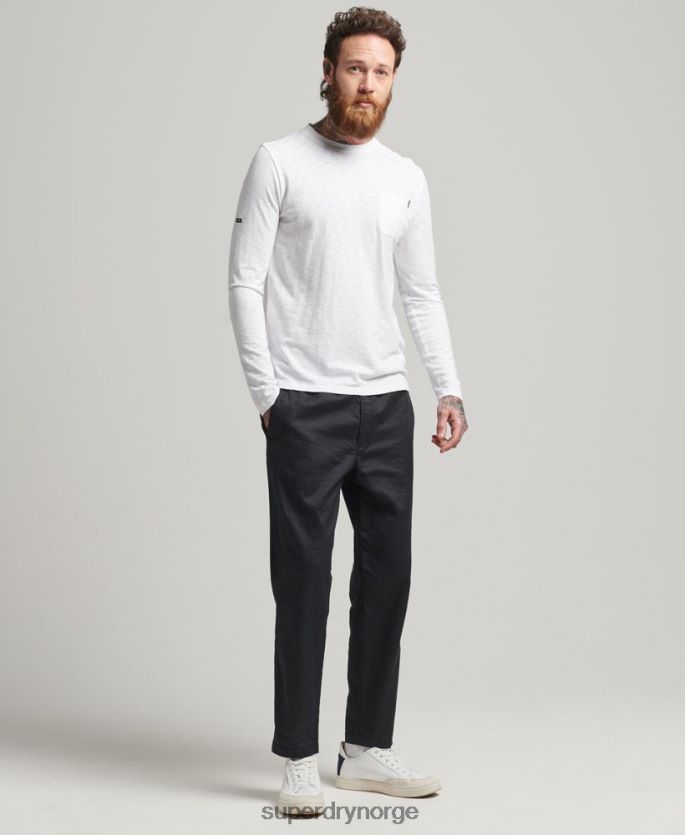 Superdry hvit klær 86P46D6435 Langermet slub jersey topp i økologisk bomull menn