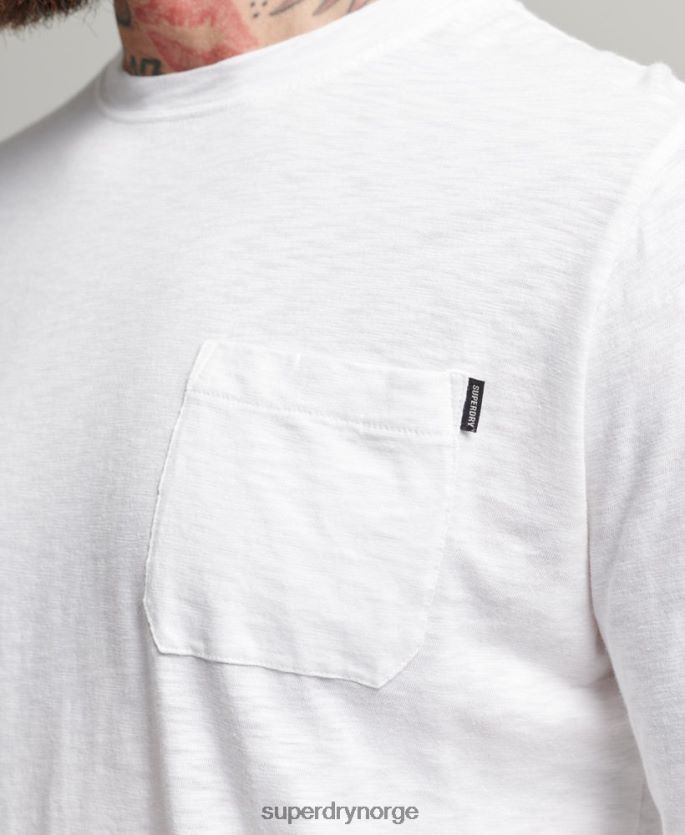 Superdry hvit klær 86P46D6435 Langermet slub jersey topp i økologisk bomull menn