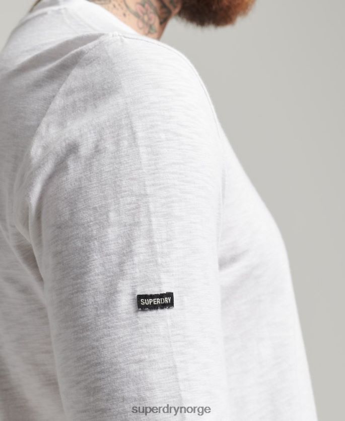 Superdry hvit klær 86P46D6435 Langermet slub jersey topp i økologisk bomull menn