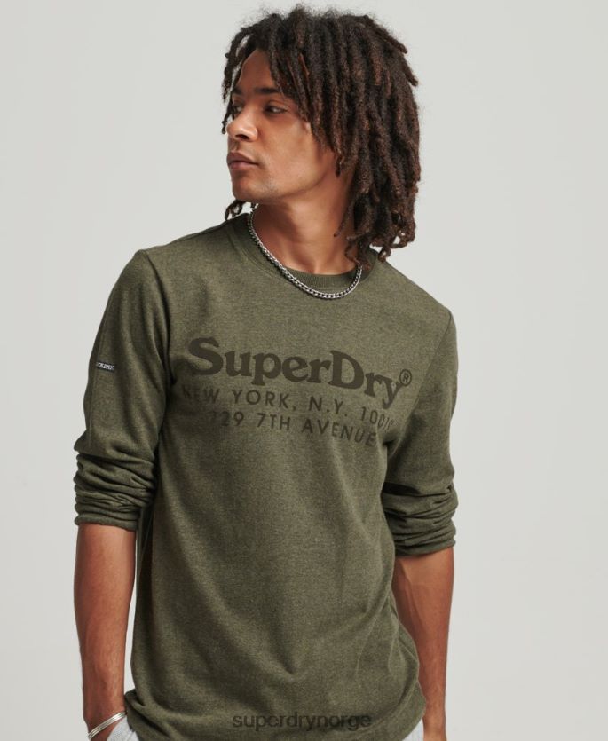 Superdry kaki klær 86P46D1569 venue tonal logo langermet topp menn
