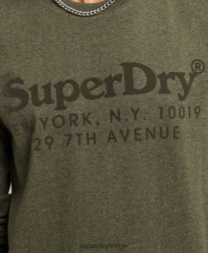Superdry kaki klær 86P46D1569 venue tonal logo langermet topp menn