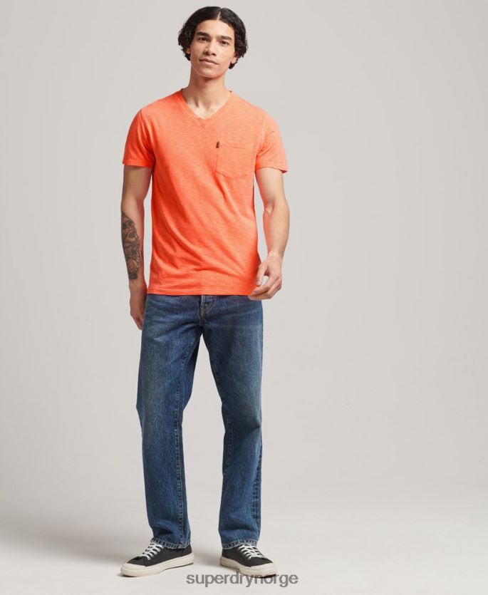 Superdry korall klær 86P46D4863 t-skjorte med v-hals i økologisk bomull menn
