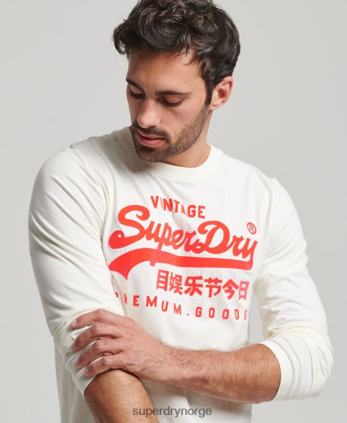 Superdry krem klær 86P46D1495 vintage logo neon langermet topp menn