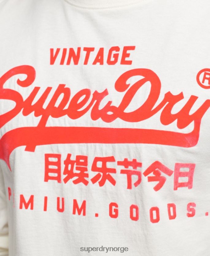Superdry krem klær 86P46D1495 vintage logo neon langermet topp menn