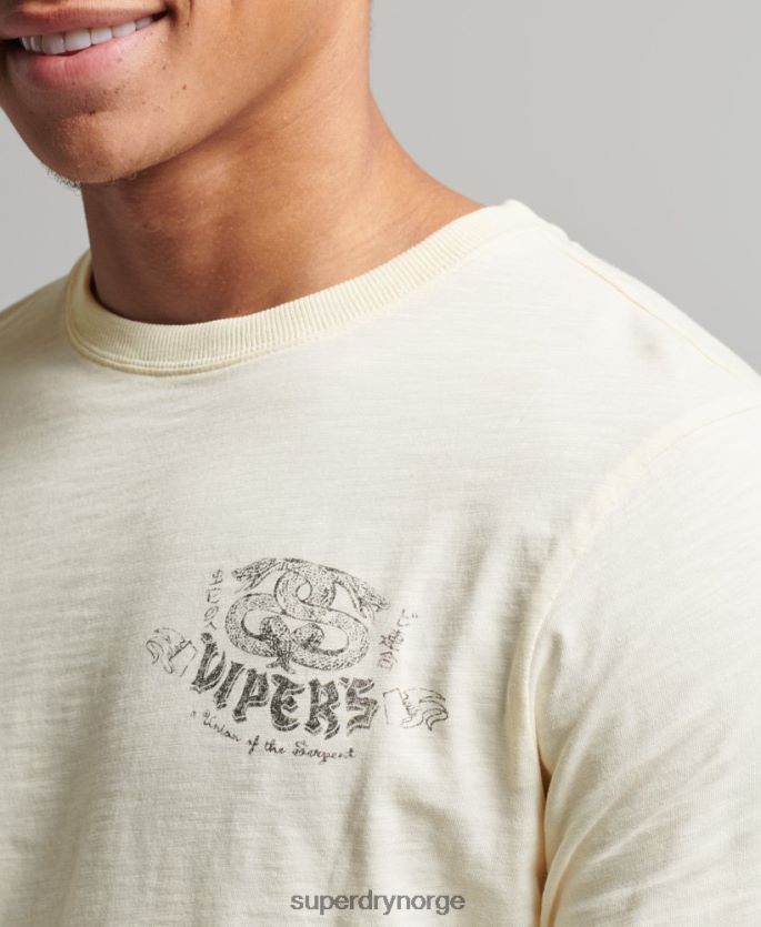 Superdry krem klær 86P46D1504 langermet topp i økologisk bomull menn