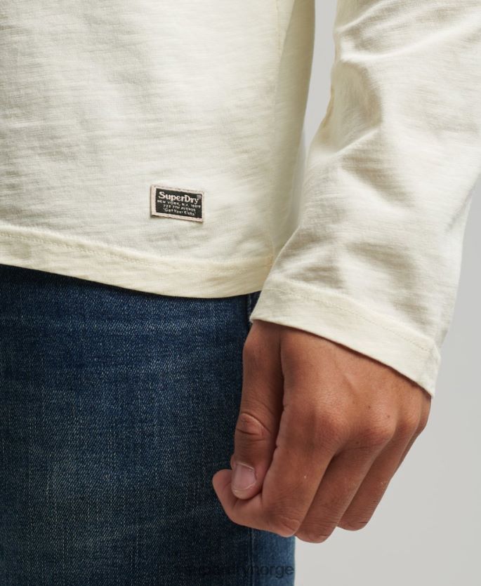 Superdry krem klær 86P46D1504 langermet topp i økologisk bomull menn