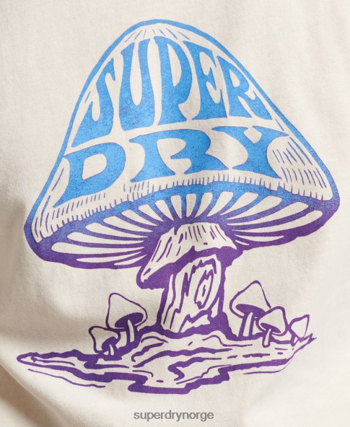 Superdry krem klær 86P46D1582 psych rock langermet topp menn