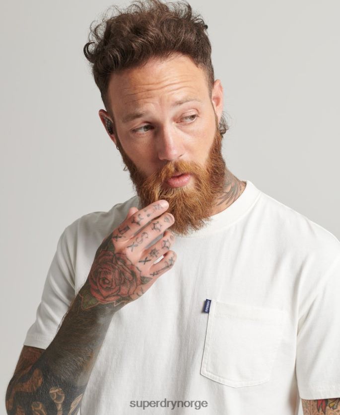 Superdry krem klær 86P46D4798 t-skjorte med lommer i økologisk bomull menn