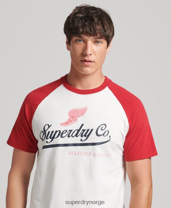 Superdry krem klær 86P46D4802 achilles grafisk raglan t-skjorte menn
