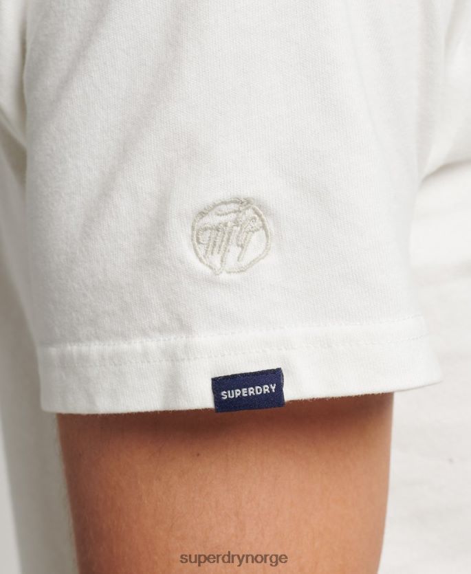 Superdry krem klær 86P46D4851 t-skjorte med brodert skriptlogo menn