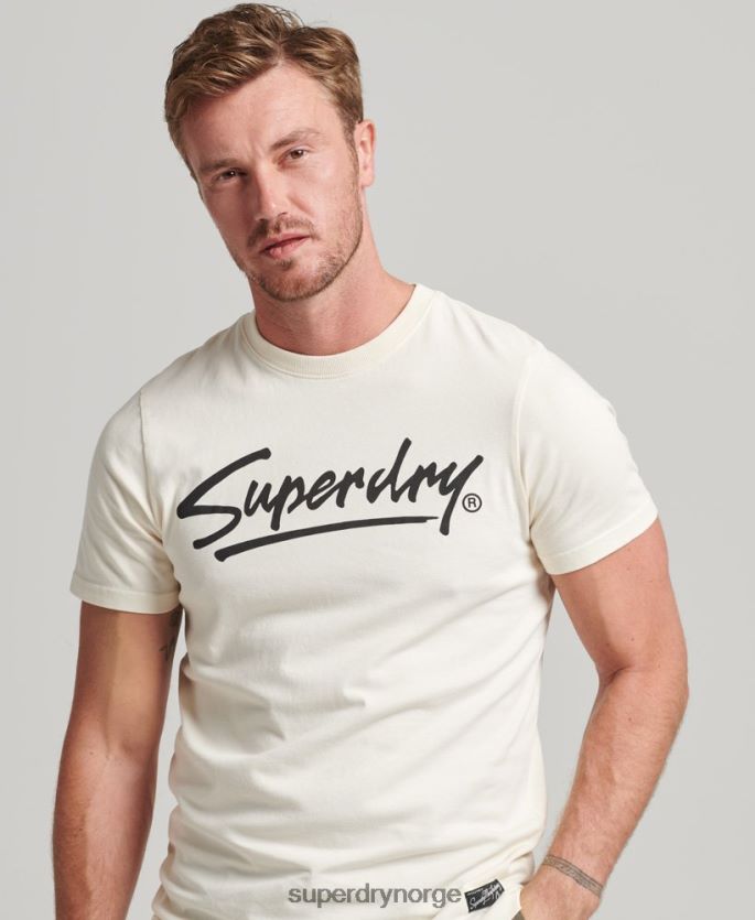 Superdry krem klær 86P46D4897 80-talls t-skjorte med logo med logo i sentrum menn