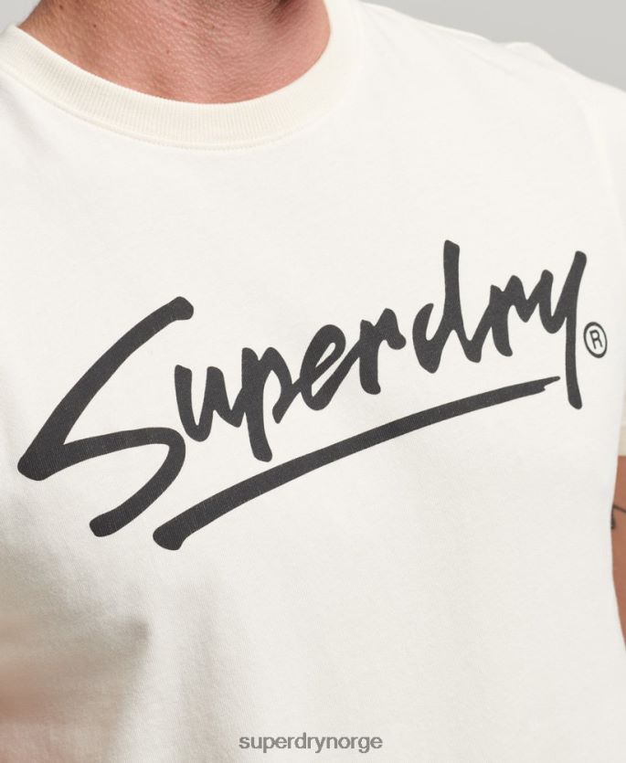 Superdry krem klær 86P46D4897 80-talls t-skjorte med logo med logo i sentrum menn
