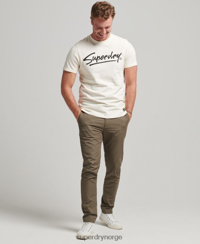 Superdry krem klær 86P46D4897 80-talls t-skjorte med logo med logo i sentrum menn