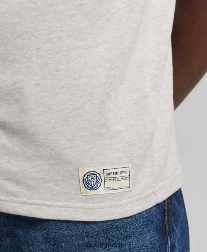 Superdry krem klær 86P46D4953 kollegial t-skjorte i vintage skriptstil menn