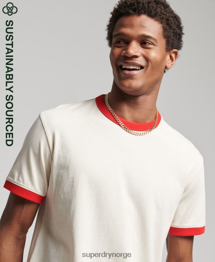 Superdry krem klær 86P46D4957 vintage avslappet ringer-t-skjorte i økologisk bomull menn