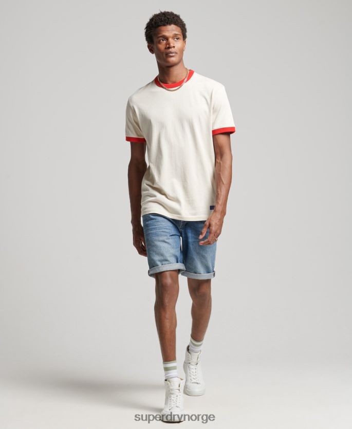 Superdry krem klær 86P46D4957 vintage avslappet ringer-t-skjorte i økologisk bomull menn