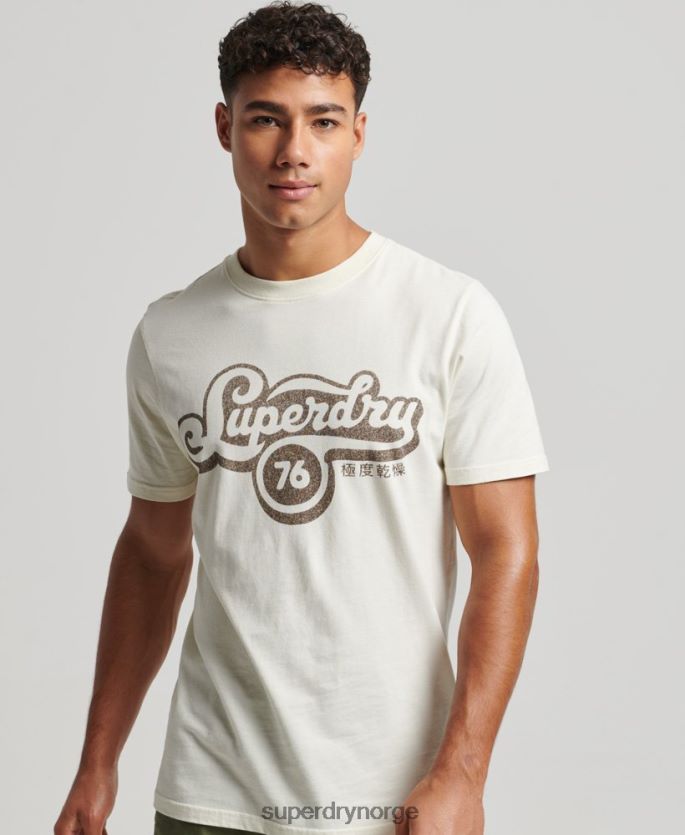 Superdry krem klær 86P46D4971 nostalgi script t-skjorte menn