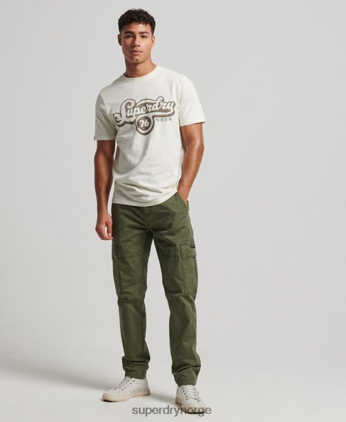Superdry krem klær 86P46D4971 nostalgi script t-skjorte menn