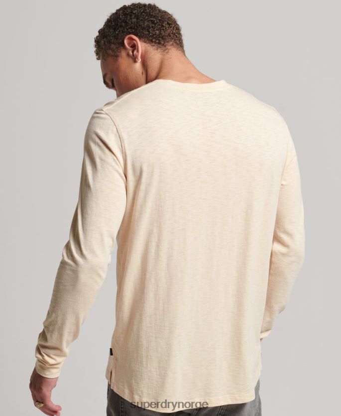 Superdry krem klær 86P46D6365 langermet jersey henley topp menn