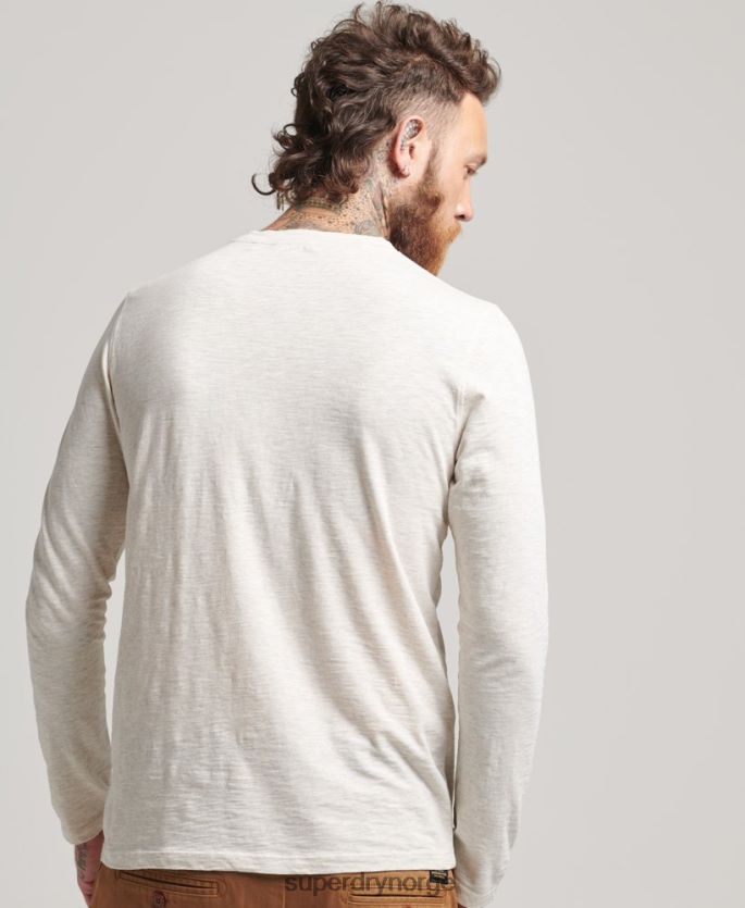 Superdry krem klær 86P46D6396 langermet slub jersey topp menn