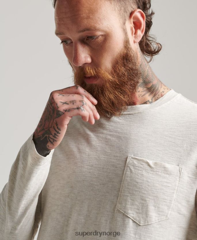Superdry krem klær 86P46D6396 langermet slub jersey topp menn