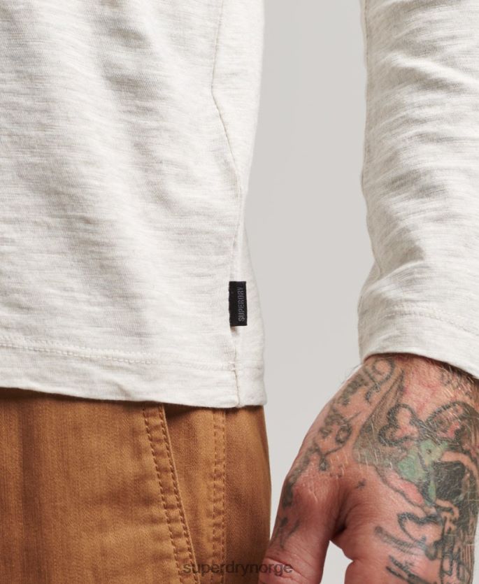 Superdry krem klær 86P46D6396 langermet slub jersey topp menn
