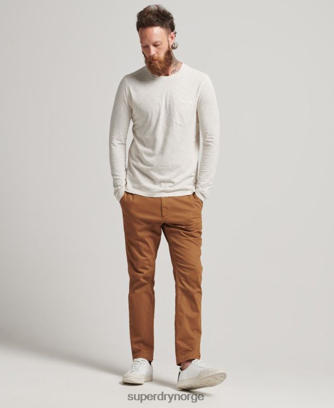 Superdry krem klær 86P46D6396 langermet slub jersey topp menn