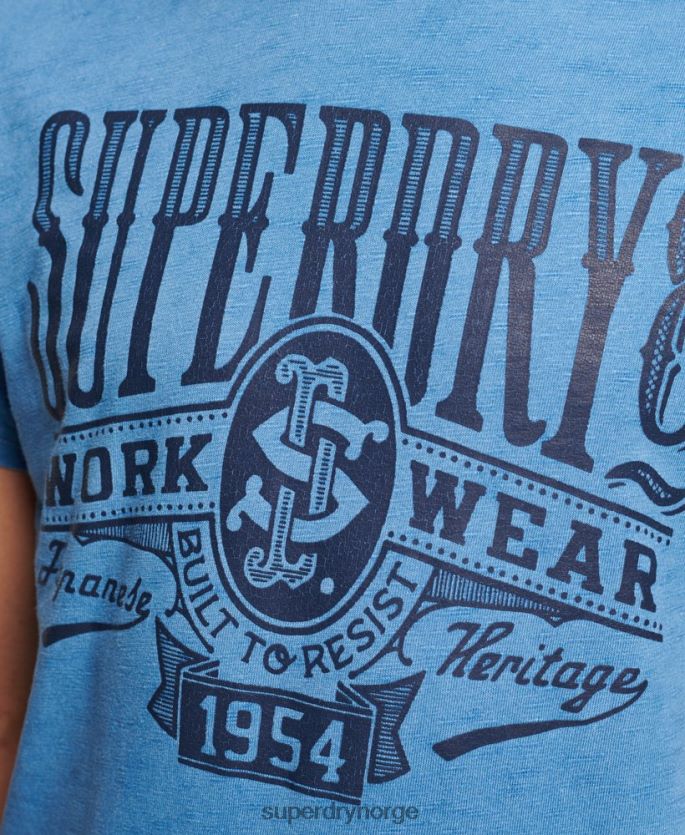 Superdry lyse blå klær 86P46D4921 vintage veggskilt t-skjorte menn