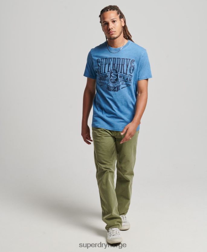Superdry lyse blå klær 86P46D4921 vintage veggskilt t-skjorte menn