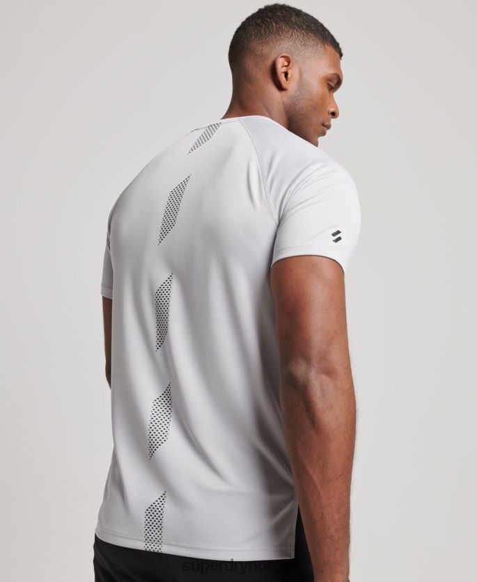 Superdry lysegrå klær 86P46D1421 train active grafisk kortermet t-skjorte menn