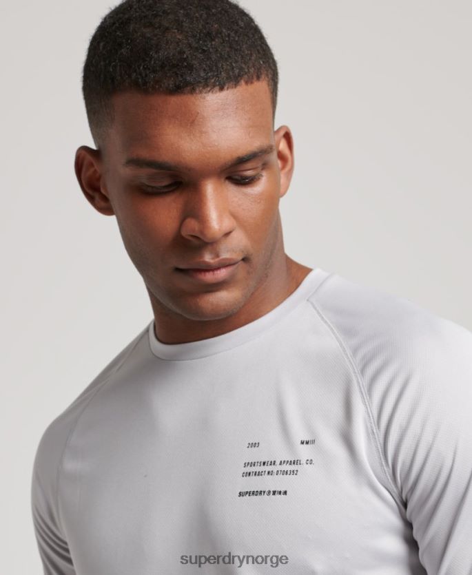 Superdry lysegrå klær 86P46D1421 train active grafisk kortermet t-skjorte menn