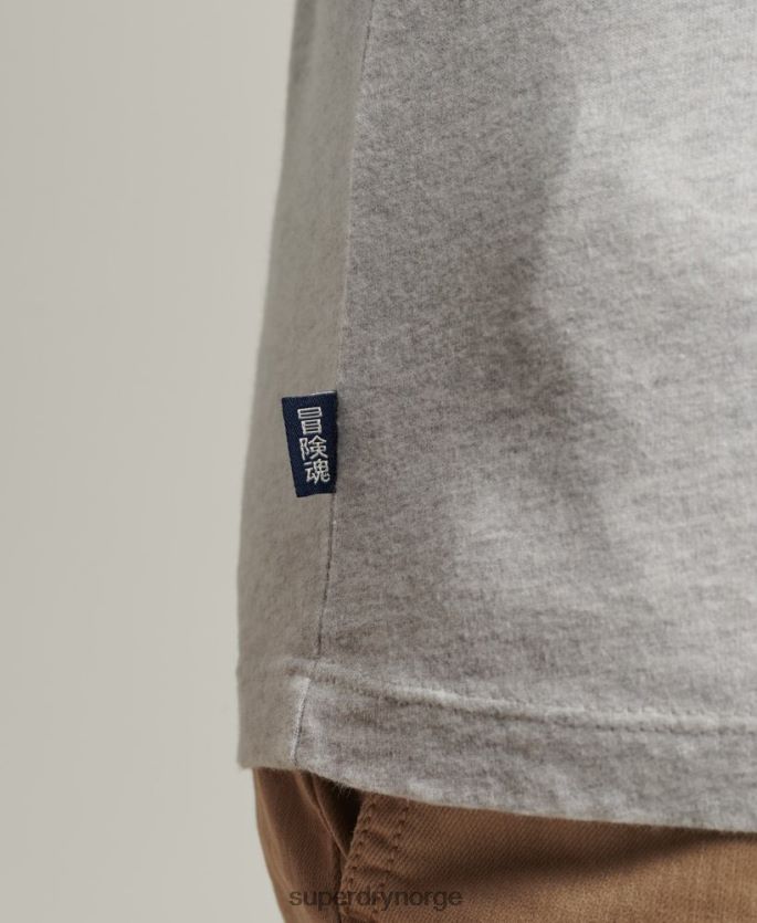 Superdry lysegrå klær 86P46D1509 vintage-logo-quarterback-topp i økologisk bomull menn