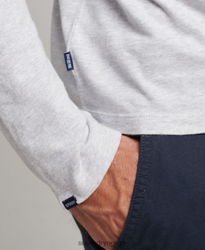 Superdry lysegrå klær 86P46D1546 Økologisk bomull med lange ermer med logo menn