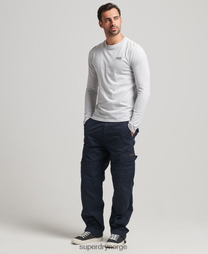 Superdry lysegrå klær 86P46D1546 Økologisk bomull med lange ermer med logo menn