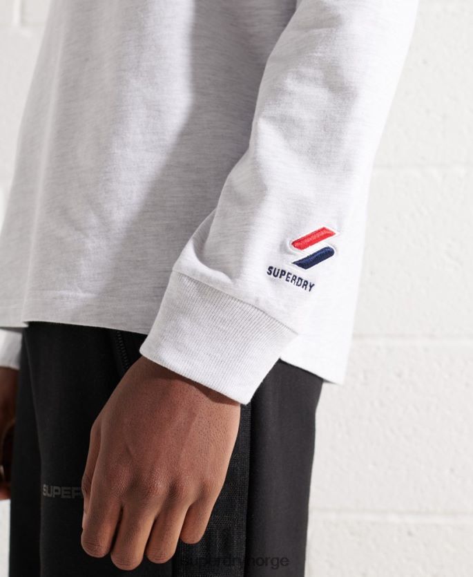 Superdry lysegrå klær 86P46D1551 varsity bue langermet topp menn