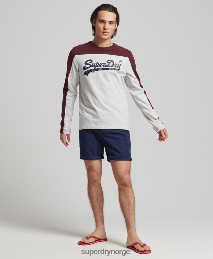 Superdry lysegrå klær 86P46D1591 vintage logo college langermet topp menn