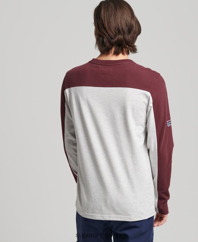 Superdry lysegrå klær 86P46D1591 vintage logo college langermet topp menn